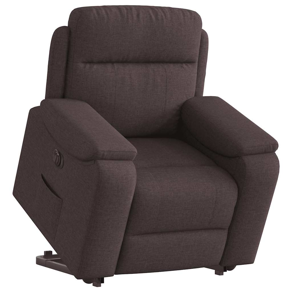 Vetonek Sillón eléctrico reclinable elevable de tela marrón oscuro