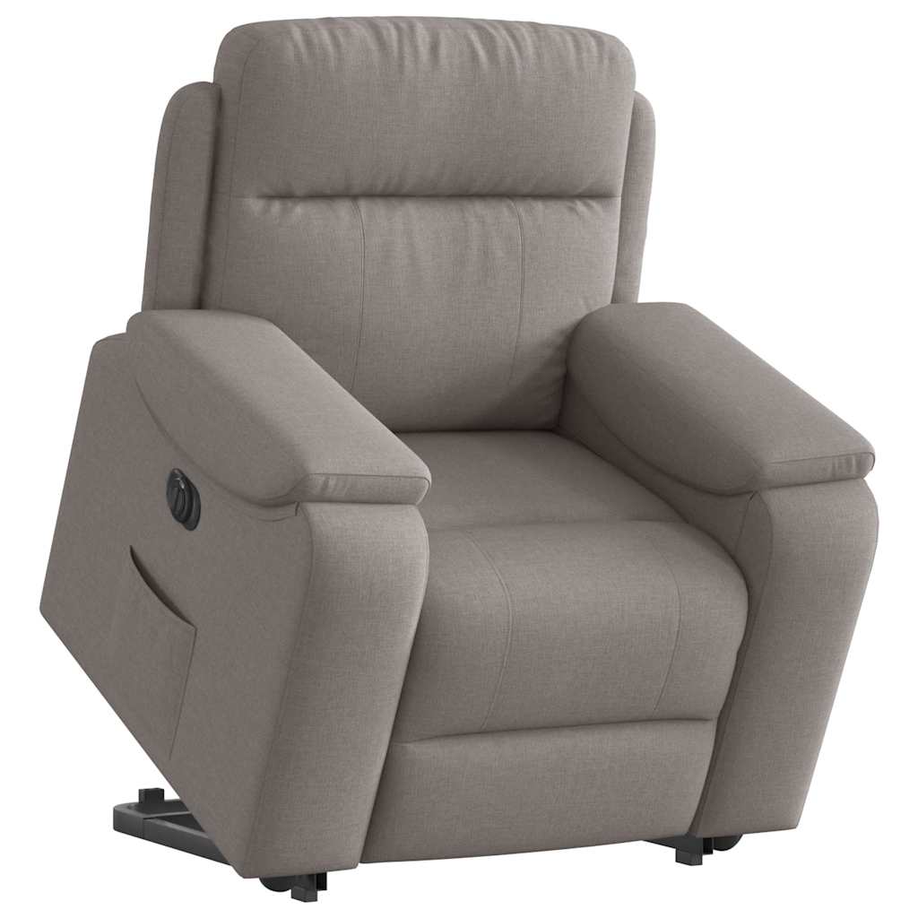 Vetonek Sillón eléctrico reclinable elevable de tela gris taupe