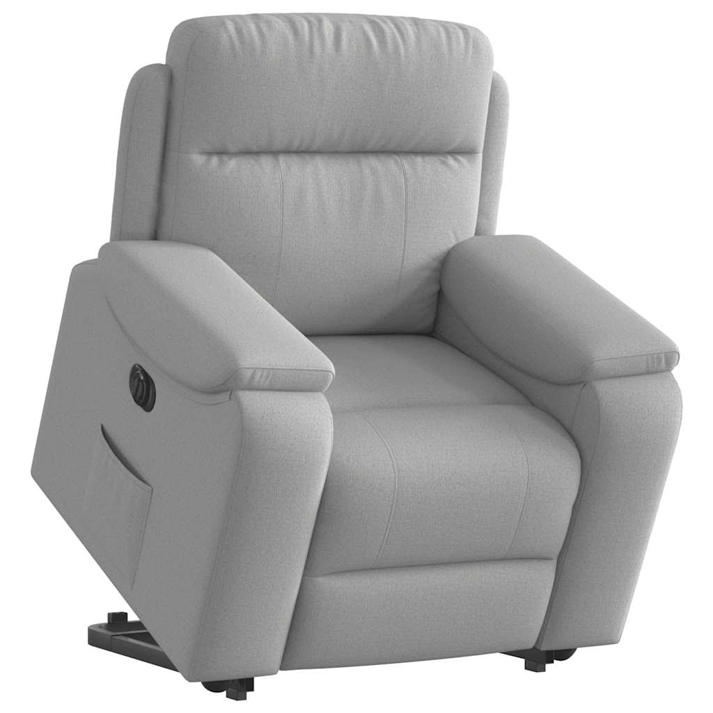 Vetonek Sillón eléctrico reclinable elevable de tela gris nube