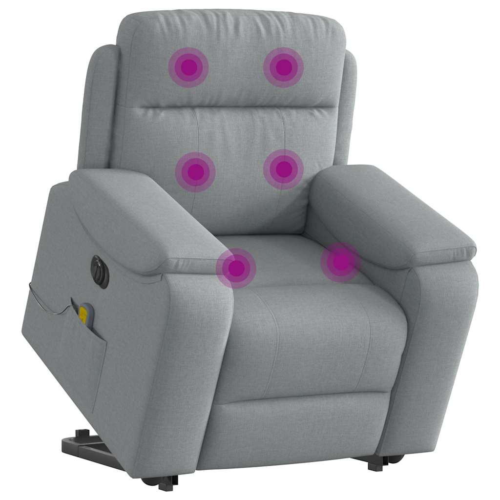 Vetonek Sillón de masaje eléctrico reclinable elevable tela gris claro