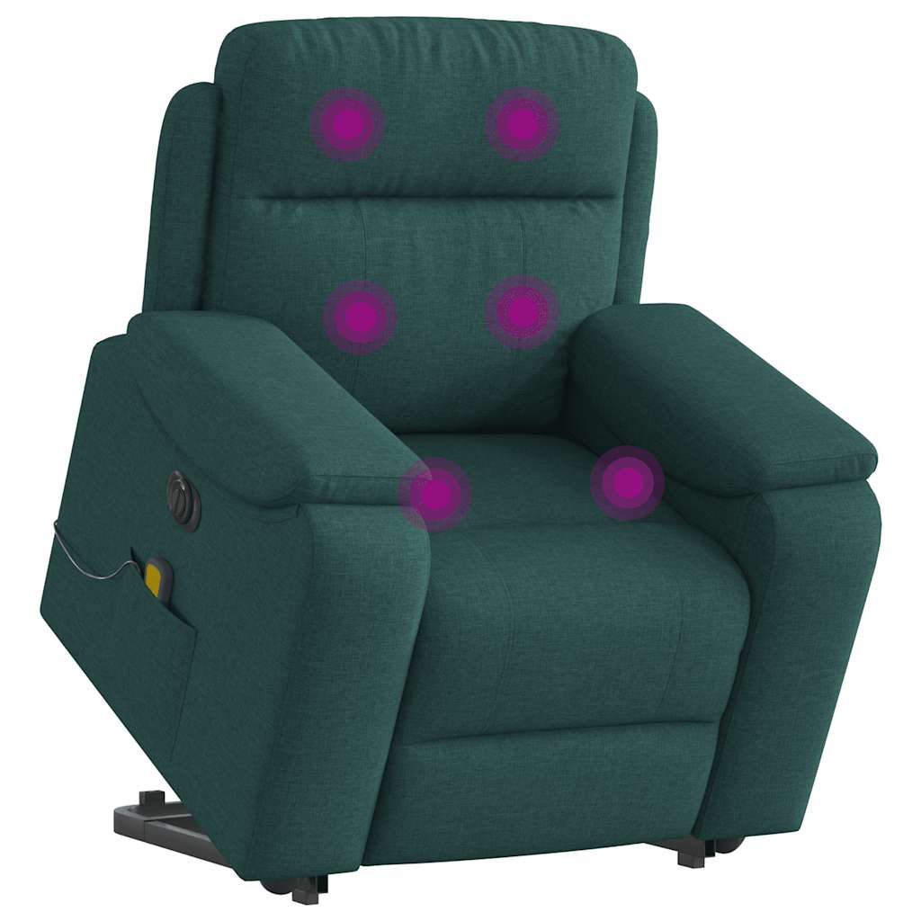 Vetonek Sillón masaje eléctrico reclinable elevable tela verde oscuro