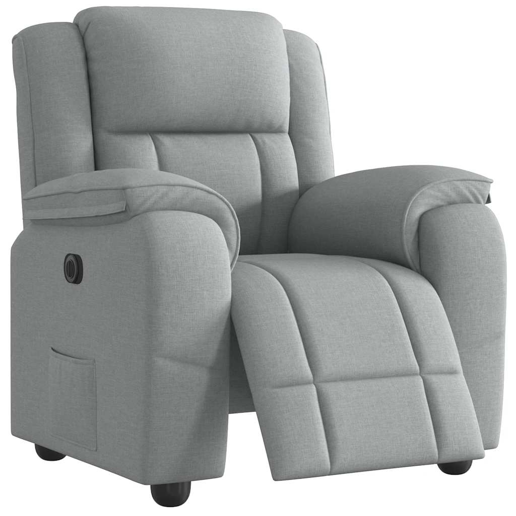 Vetonek Sillón reclinable eléctrico tela gris claro