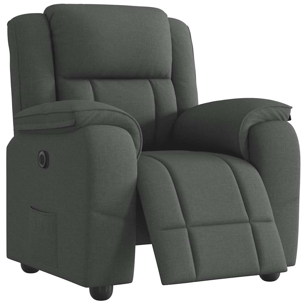 Vetonek Sillón reclinable eléctrico de tela gris oscuro