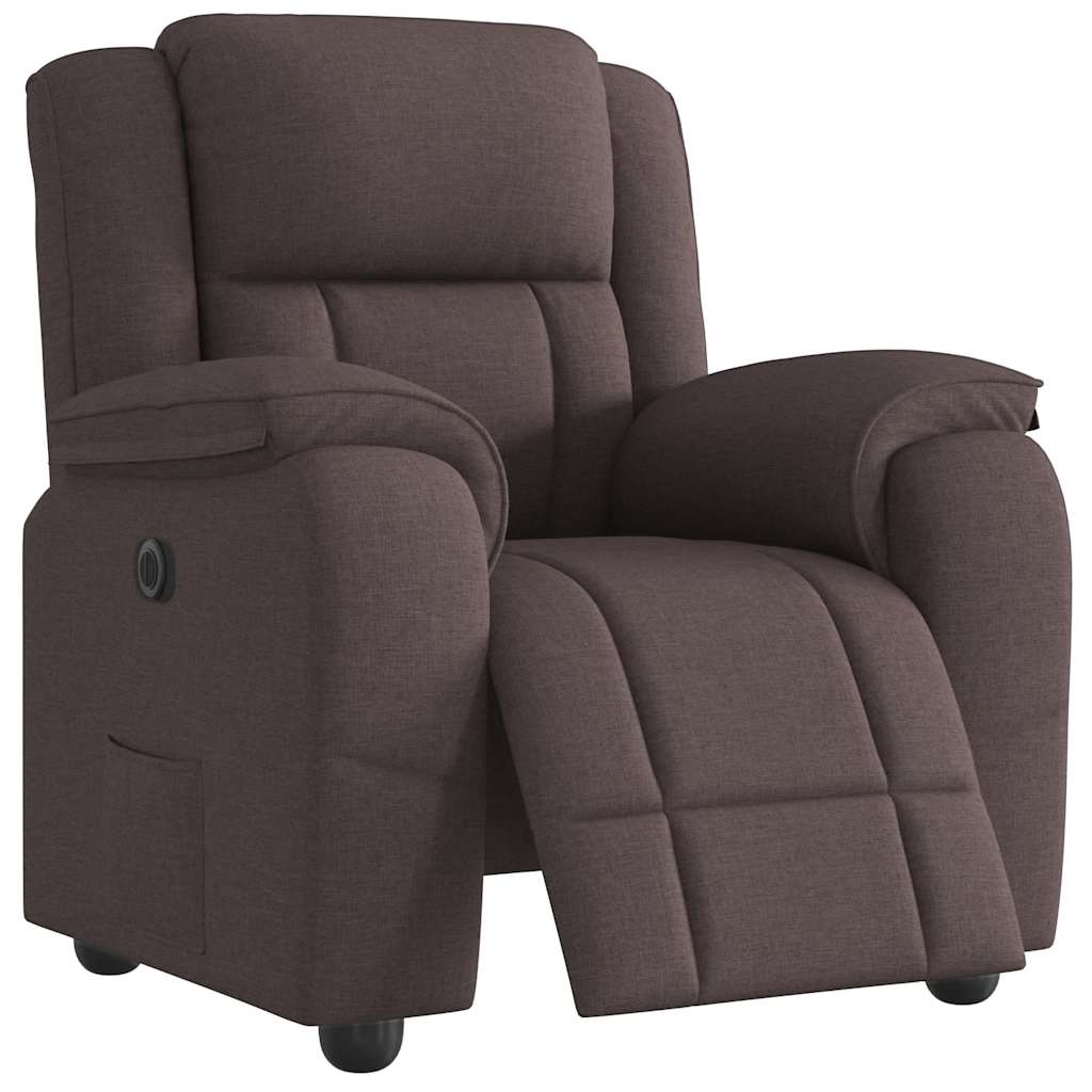 Vetonek Sillón reclinable eléctrico tela marrón oscuro