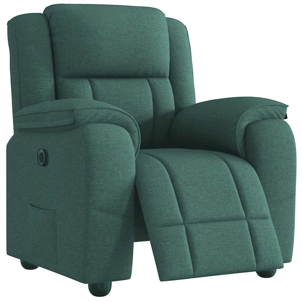 Vetonek Sillón reclinable eléctrico tela verde oscuro