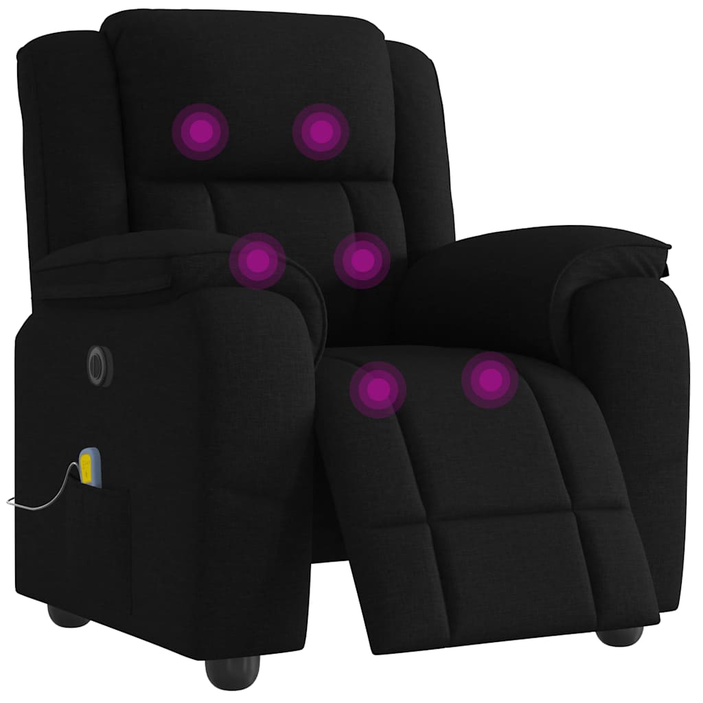 Vetonek Sillón reclinable de masaje eléctrico tela negro