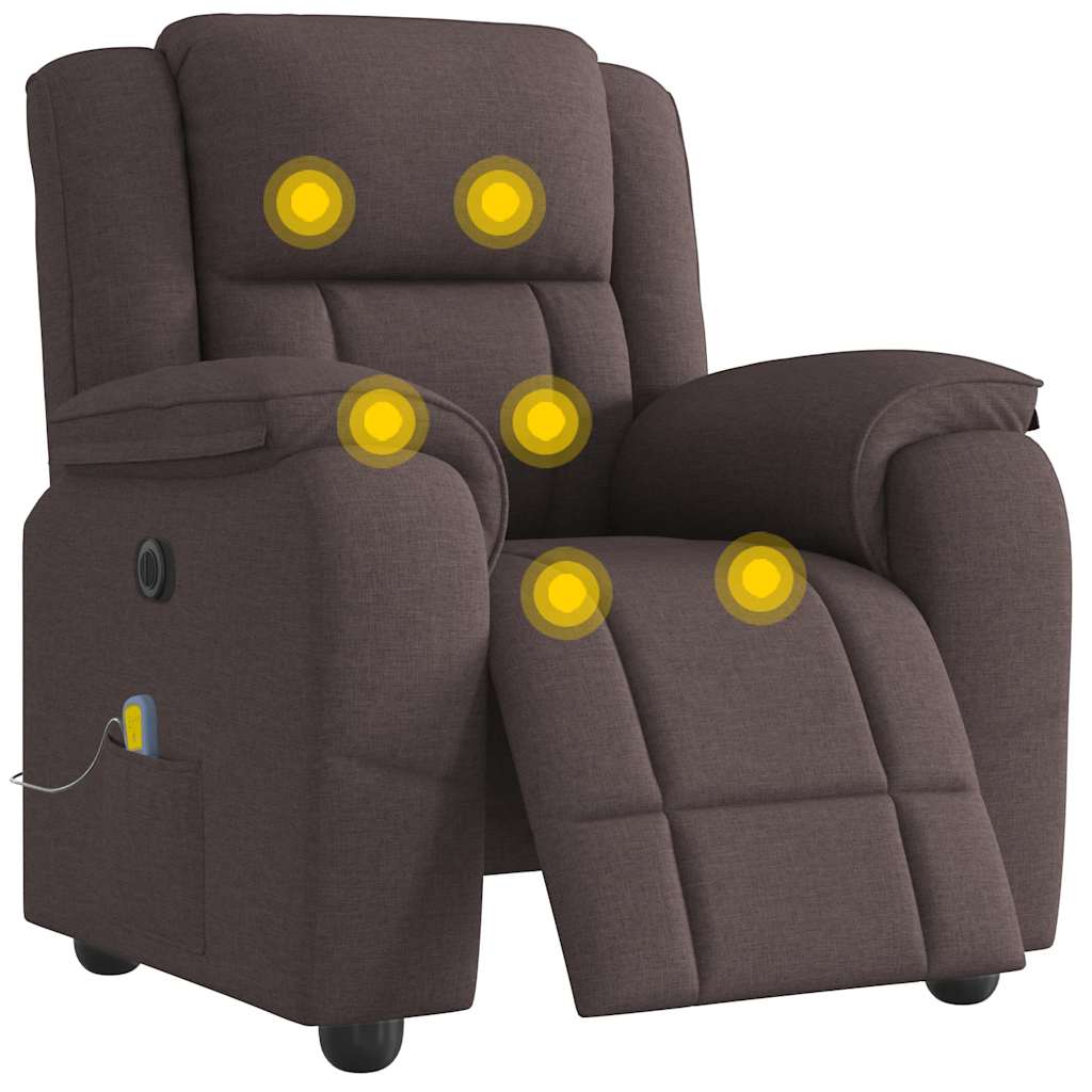 Vetonek Sillón reclinable de masaje eléctrico tela marrón oscuro