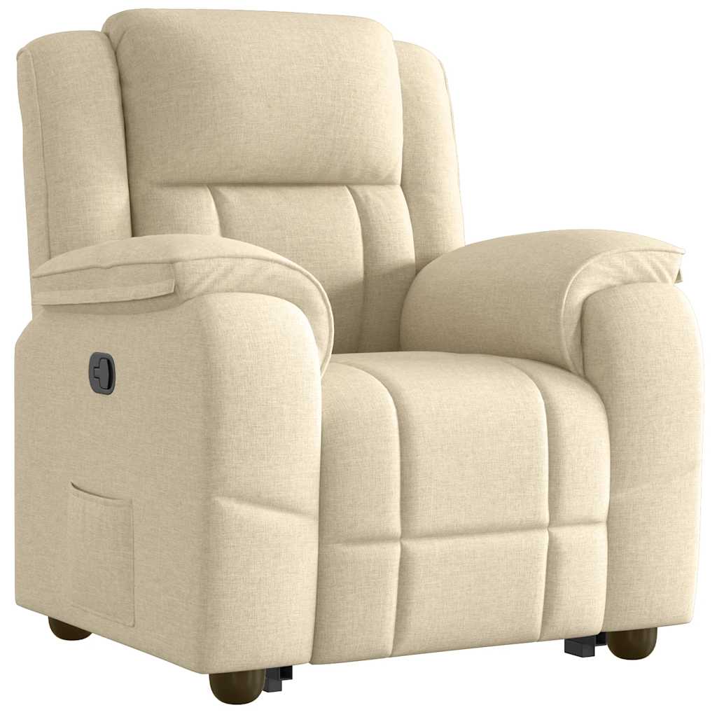 Reinclinable armchair of cream color fabric