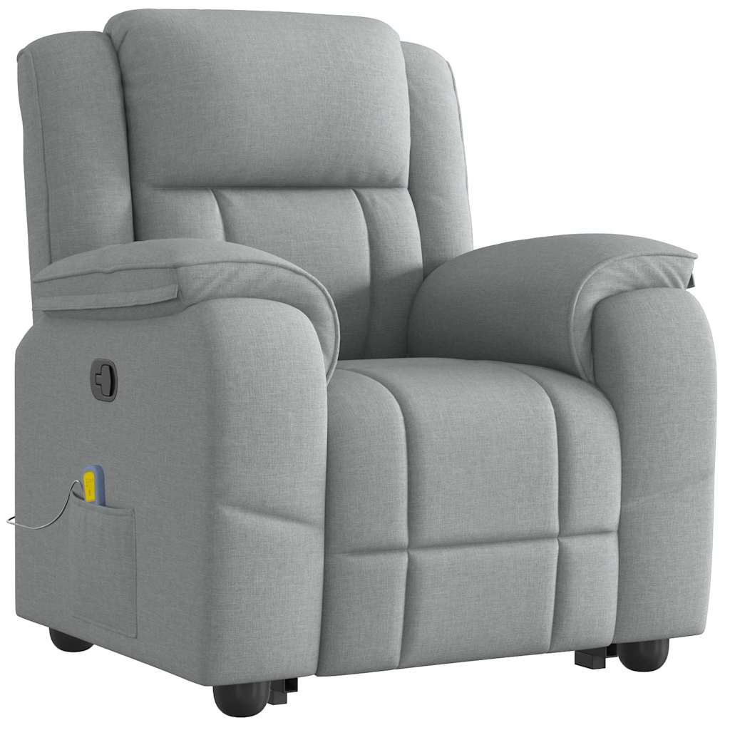 Vetonek Sillón de masaje reclinable de pie de tela gris claro