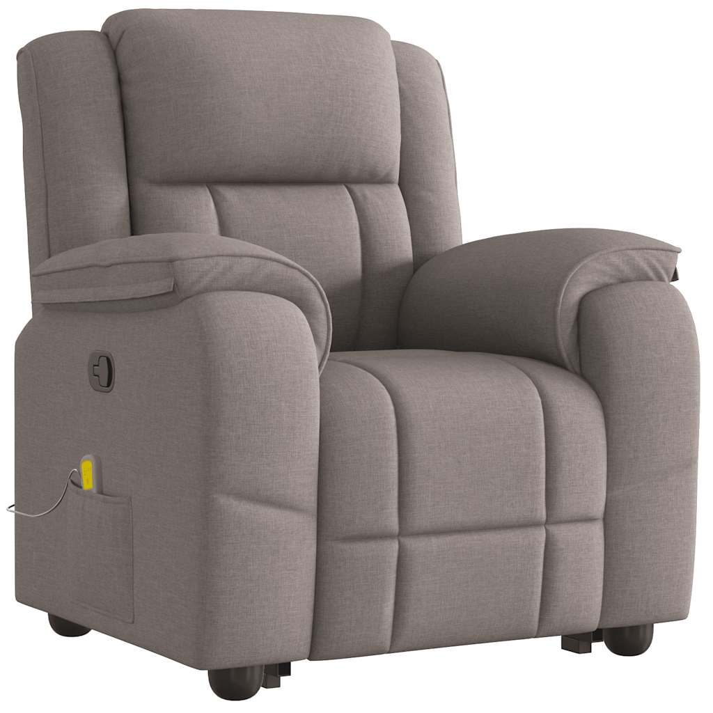 Vetonek Sillón reclinable de masaje elevable tela gris taupé