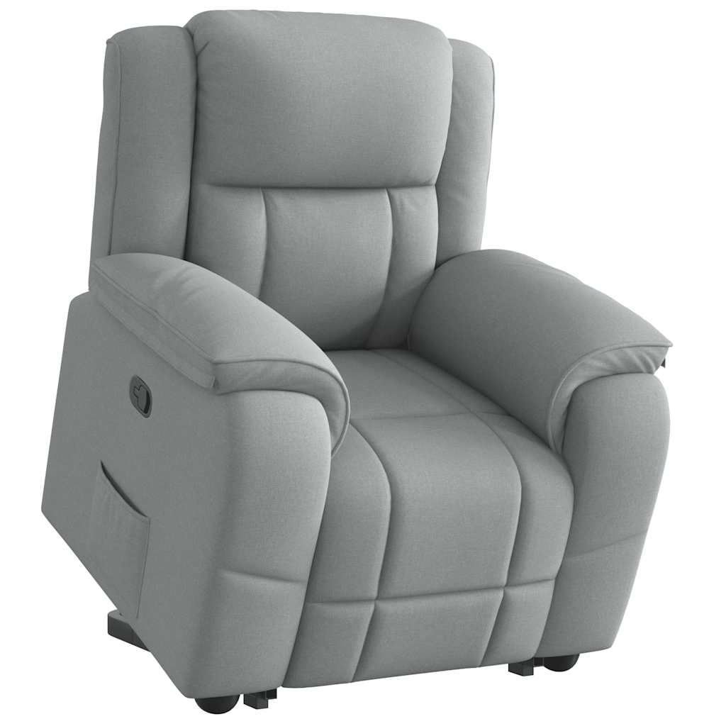 Vetonek Sillón eléctrico reclinable elevable de tela gris claro