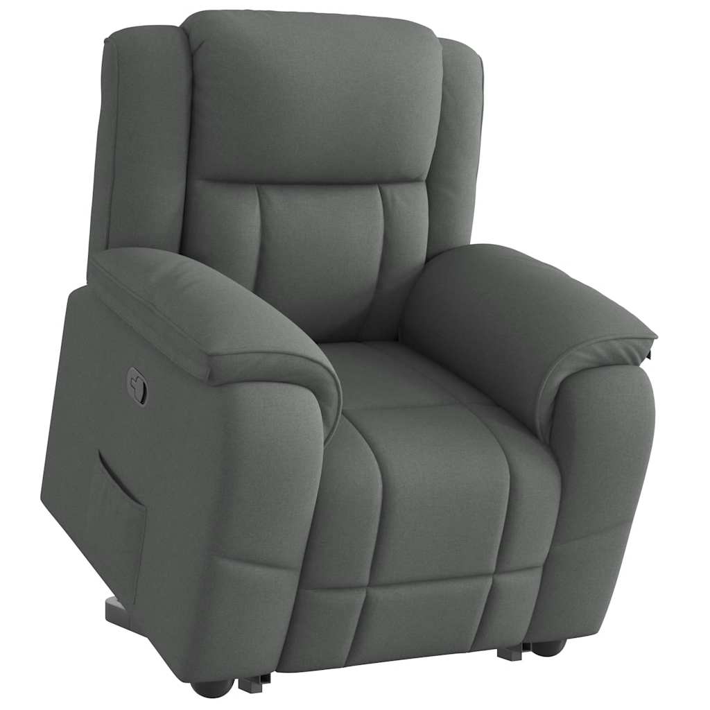 Vetonek Sillón eléctrico reclinable elevable de tela gris oscuro