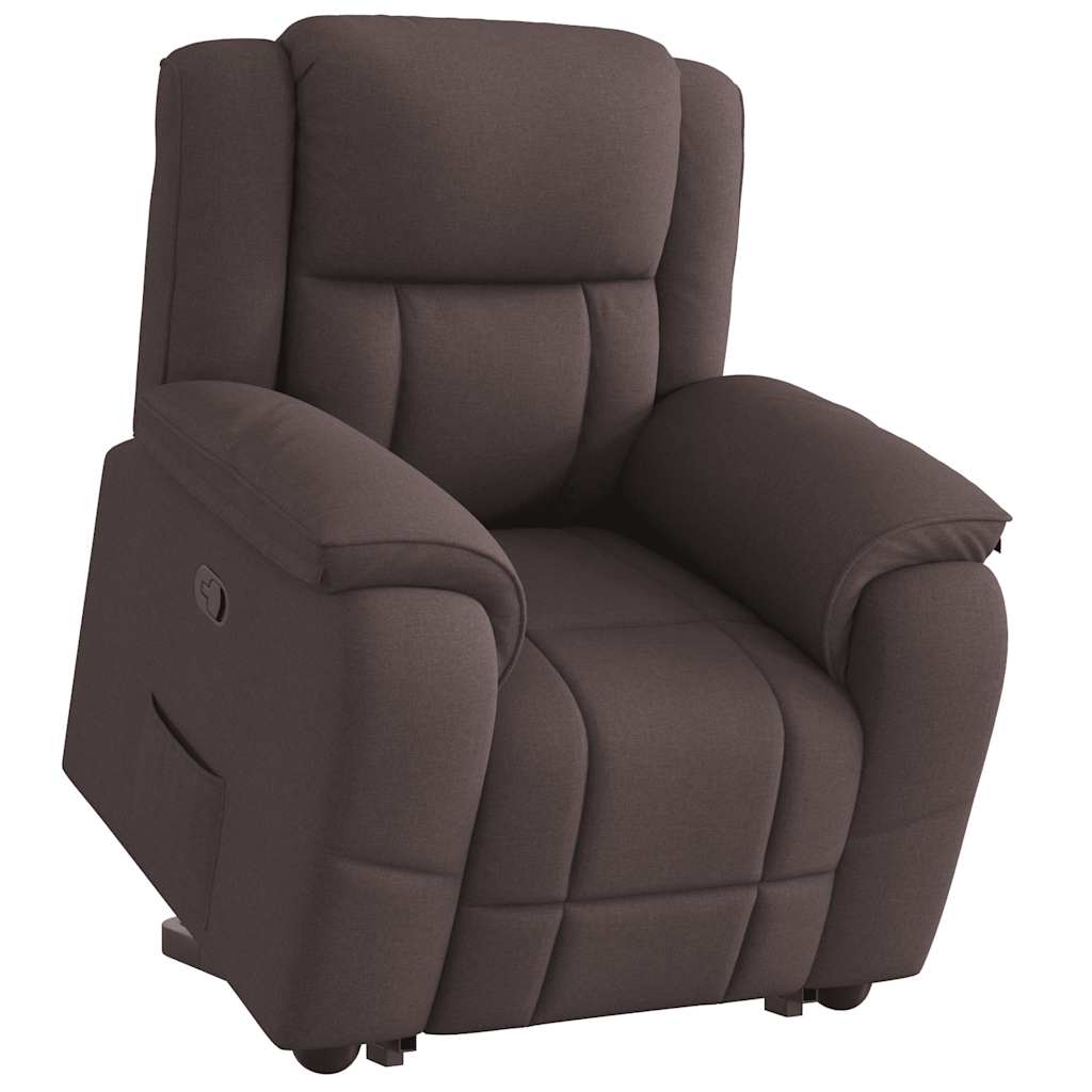 Vetonek Sillón eléctrico reclinable elevable de tela marrón oscuro