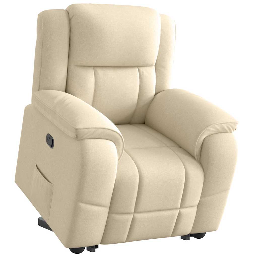 Vetonek Sillón eléctrico reclinable elevable de tela color crema