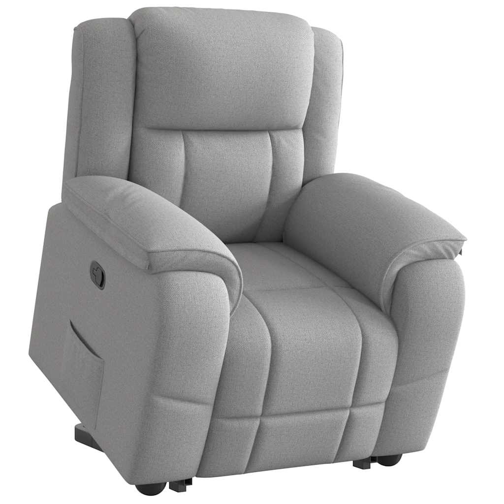 Vetonek Sillón eléctrico reclinable elevable de tela gris nube