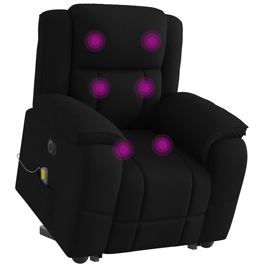 Vetonek Sillón de masaje eléctrico reclinable elevable tela negro