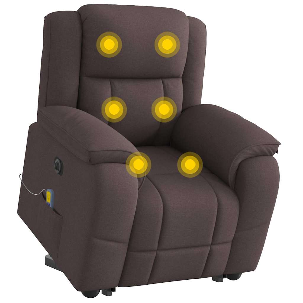 Vetonek Sillón masaje eléctrico reclinable elevable tela marrón oscuro