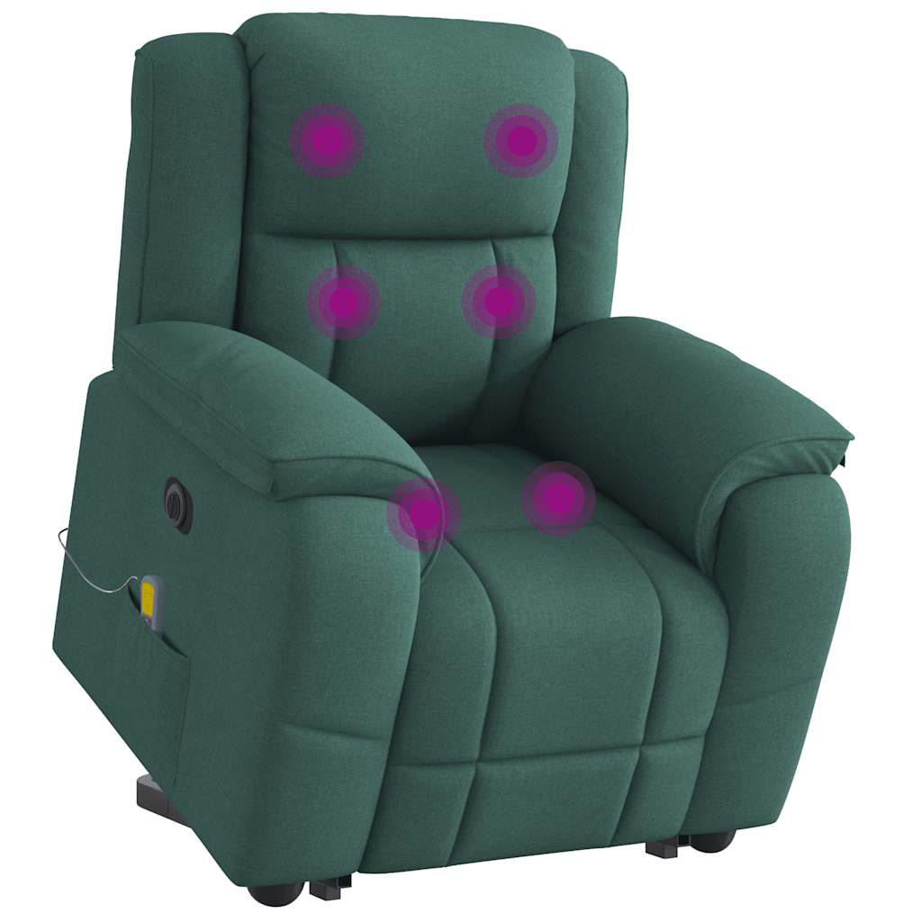 Vetonek Sillón masaje eléctrico reclinable elevable tela verde oscuro