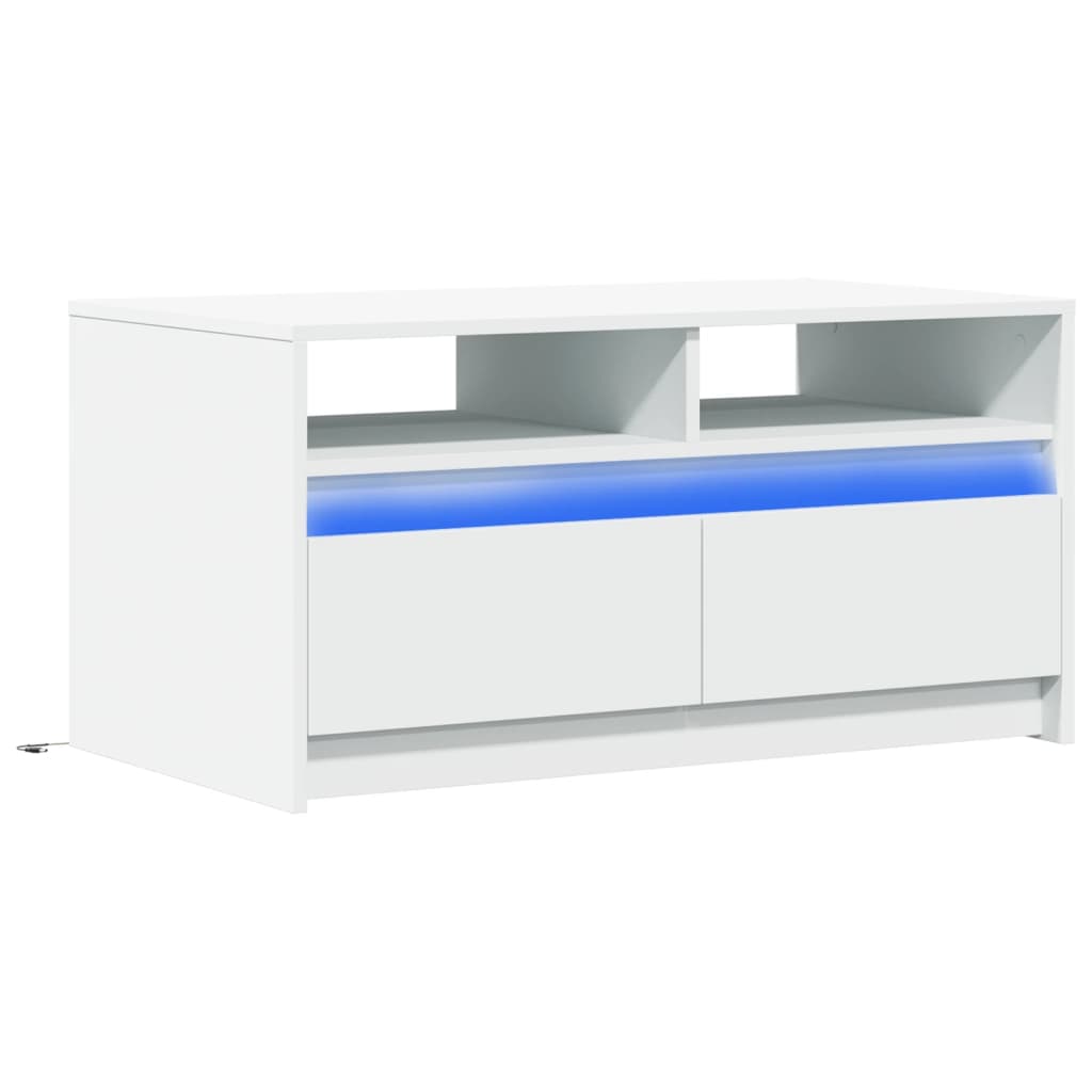 Mesa de centro con luces LED madera sintetizada Nexus blanca - Vetonek