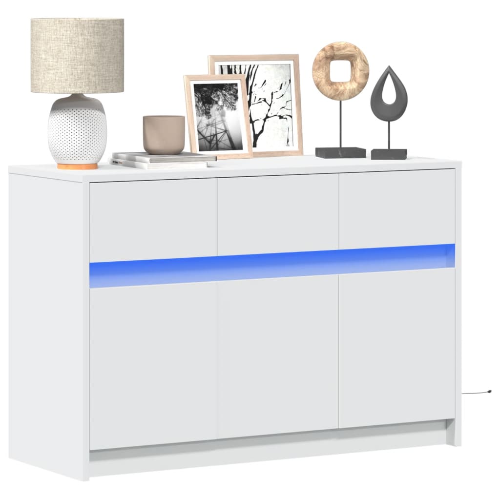 Mueble de tv con led madera de ingeniería blanco 91x34x61 cm v7450 Vetonek