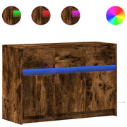 Vetonek Mueble de TV LED madera ingeniería roble ahumado 91x34x61 cm