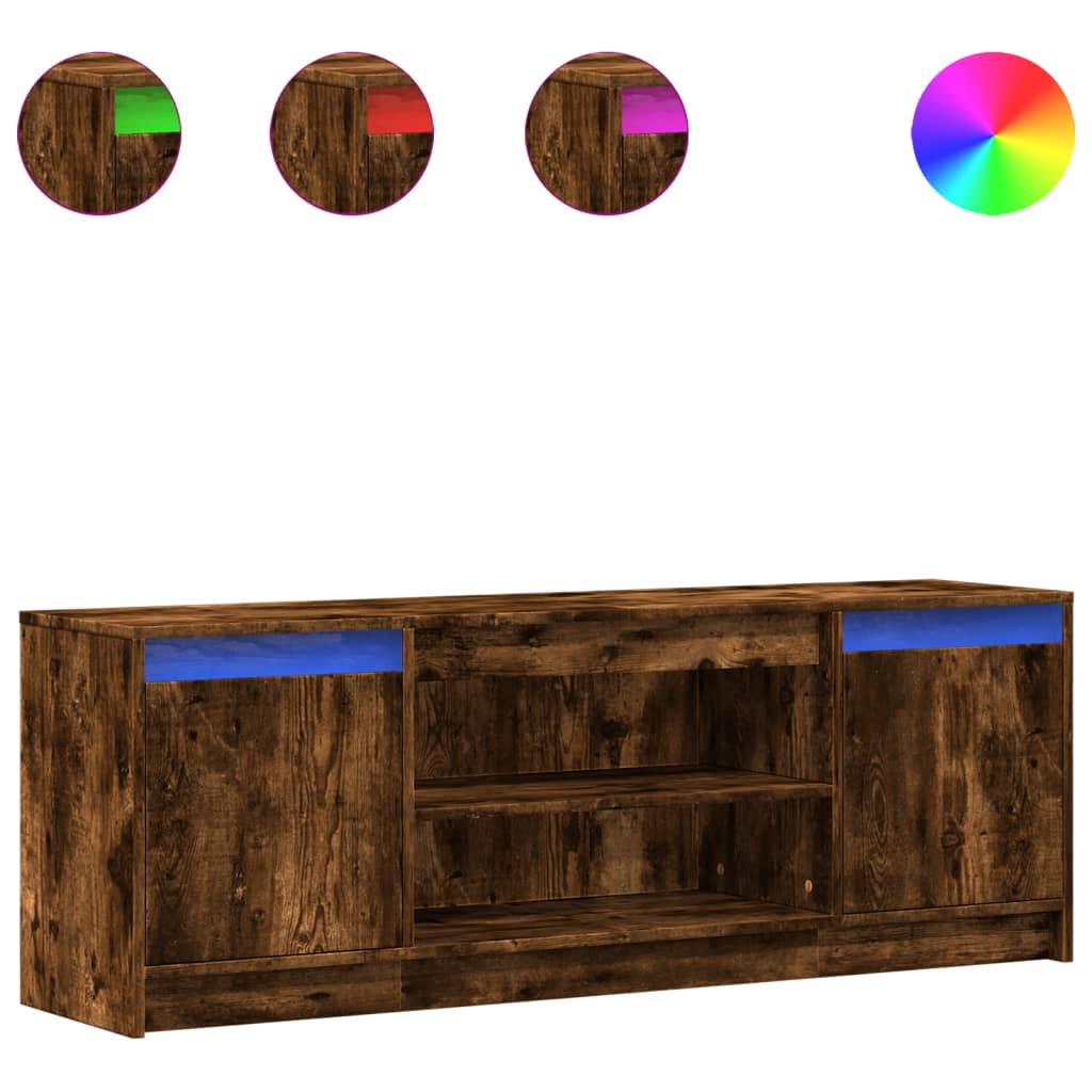 Vetonek Mueble de TV LED madera ingeniería roble ahumado 139,5x34x50 cm