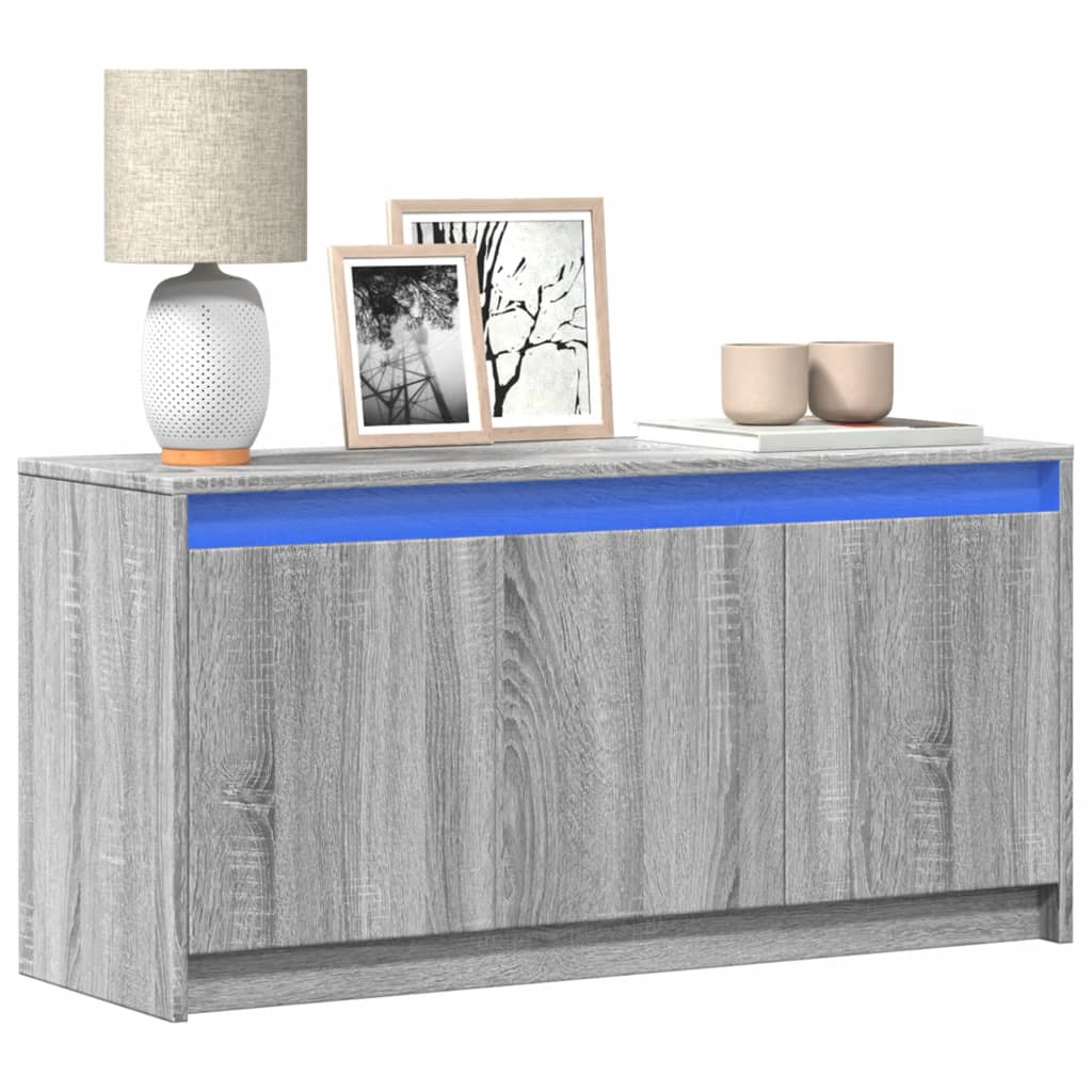 Mueble de tv con led madera ingeniería gris sonoma 100x34x50 cm v7788 Vetonek