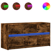 Vetonek Mueble de TV LED madera ingeniería roble ahumado 100x34x50 cm