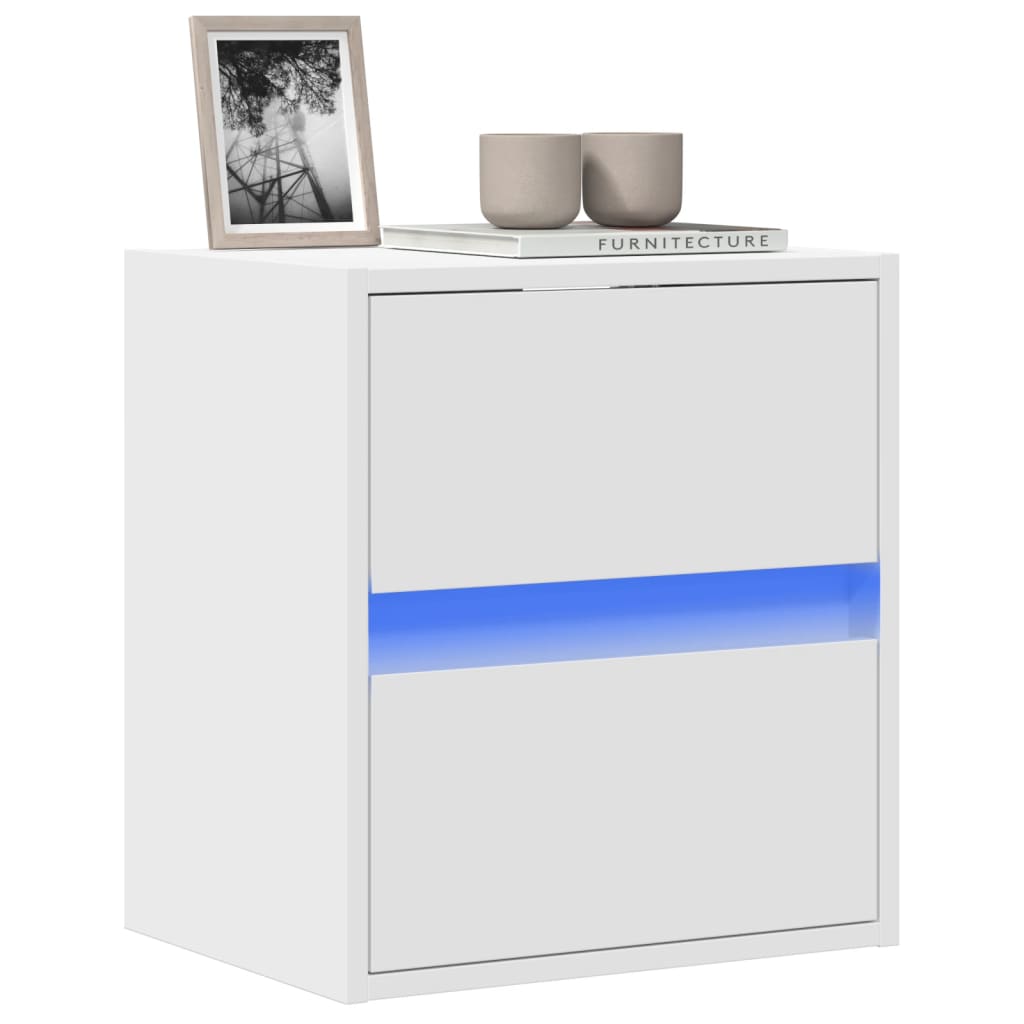 Vetonek Mueble de TV de pared con luces LED blanco 41x31x45 cm