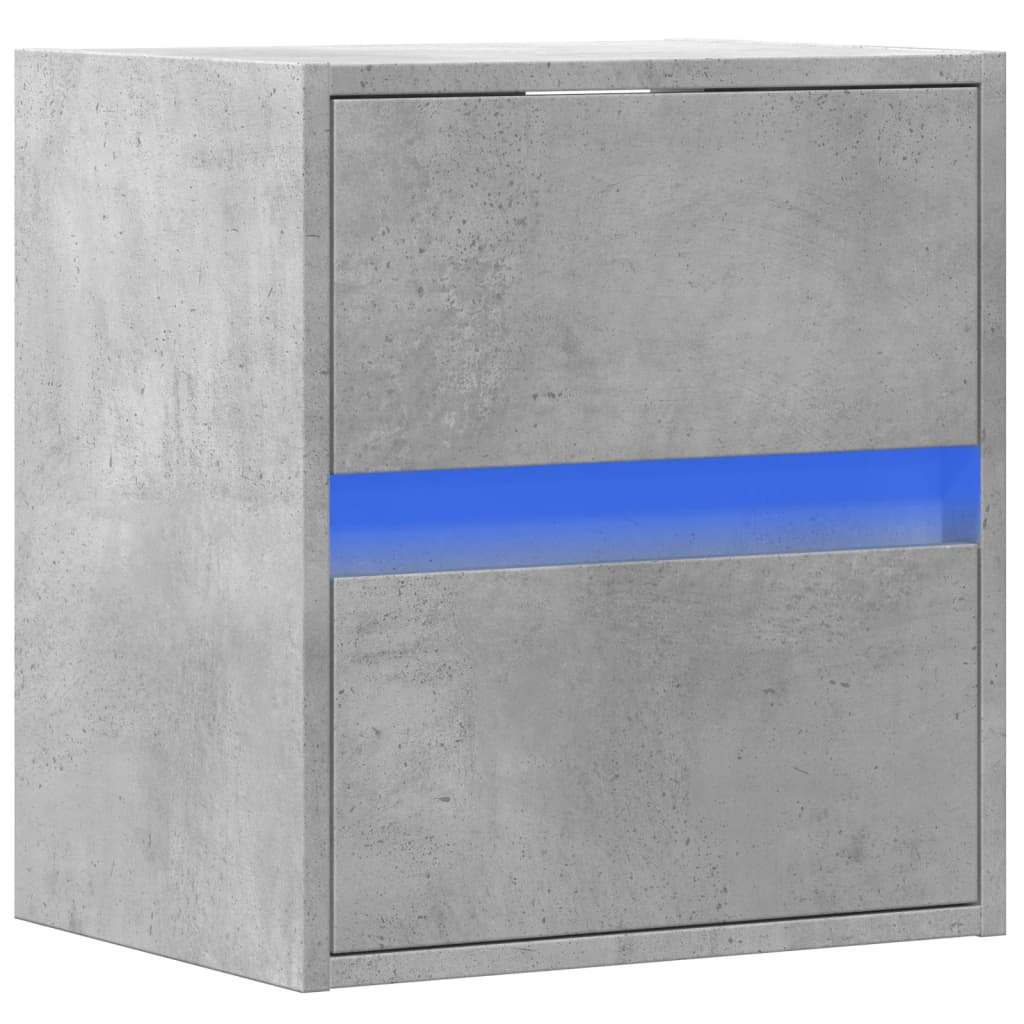 Mueble de TV de pared con luces LED gris hormigón 41x31x45 cm