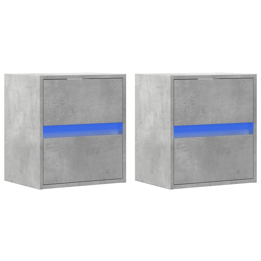 Muebles TV de pared luces LED 2 uds gris hormigón 41x31x45 cm