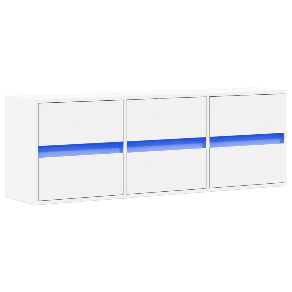 Wall TV furniture with white LED lights 130x31x45 cm