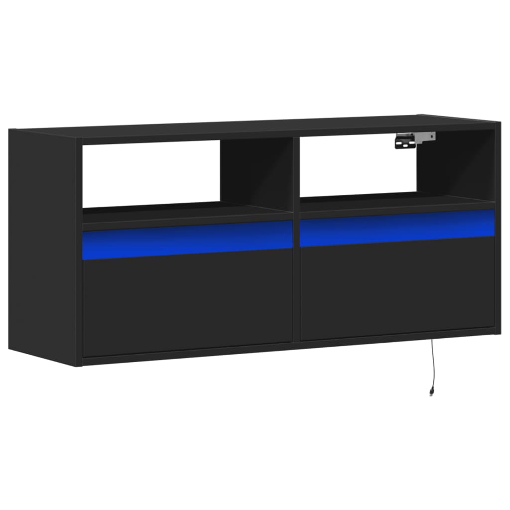 Mobili TV a muro con luci a LED nero 100x31x45 cm