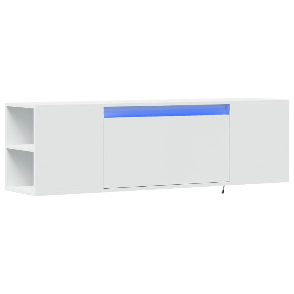 Wall TV furniture with white LED lights 135x31x39.5 cm