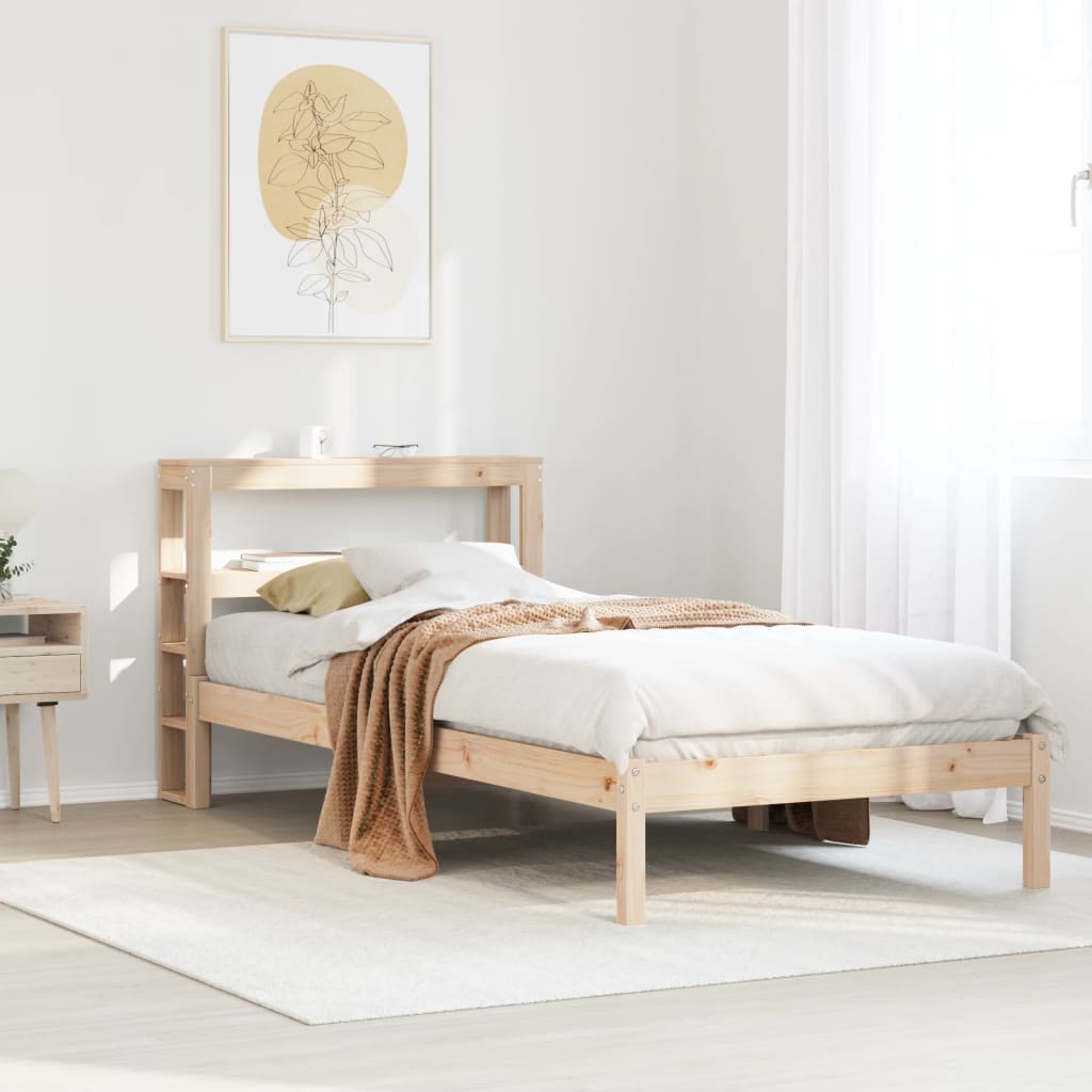 Vetonek Estructura de cama sin colchón madera maciza pino 75x190 cm