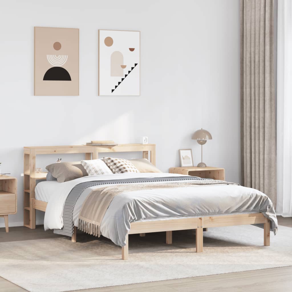 Vetonek Estructura de cama sin colchón madera maciza de pino 120x190 cm