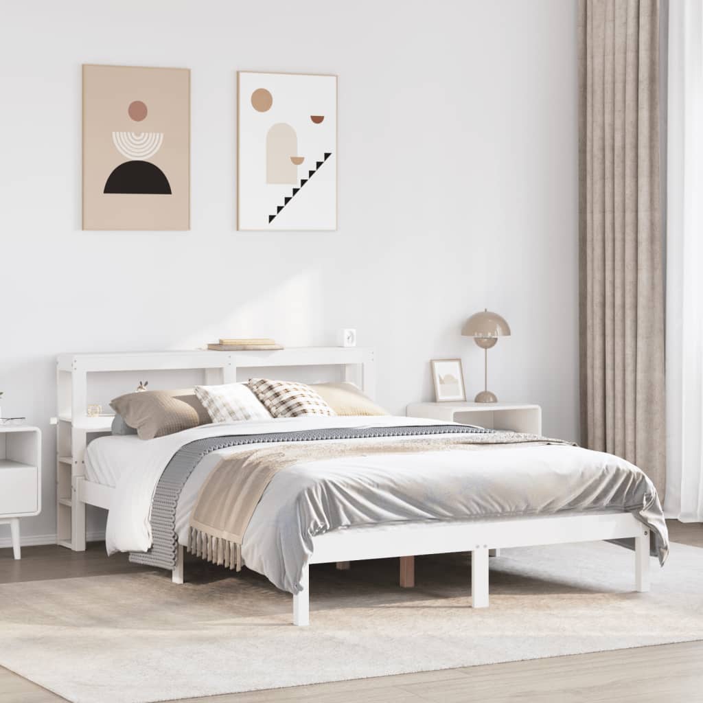 Vetonek Estructura de cama sin colchón madera de pino blanca 140x190 cm