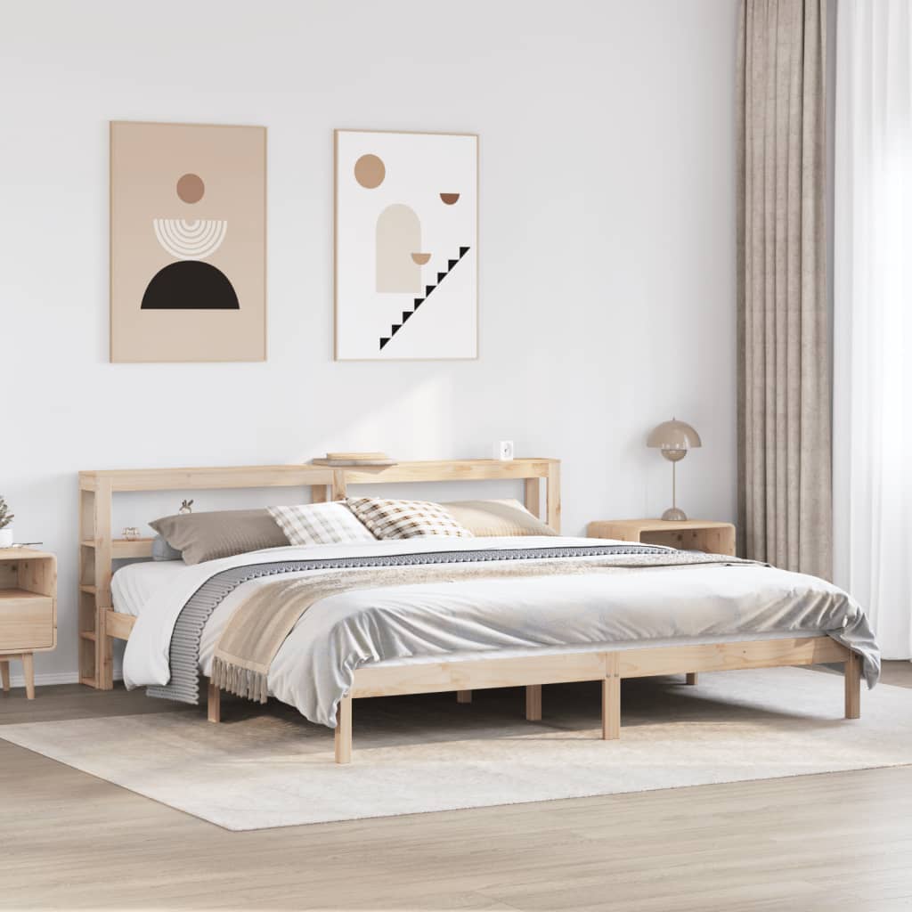 Vetonek Estructura de cama sin colchón madera maciza de pino 180x200 cm