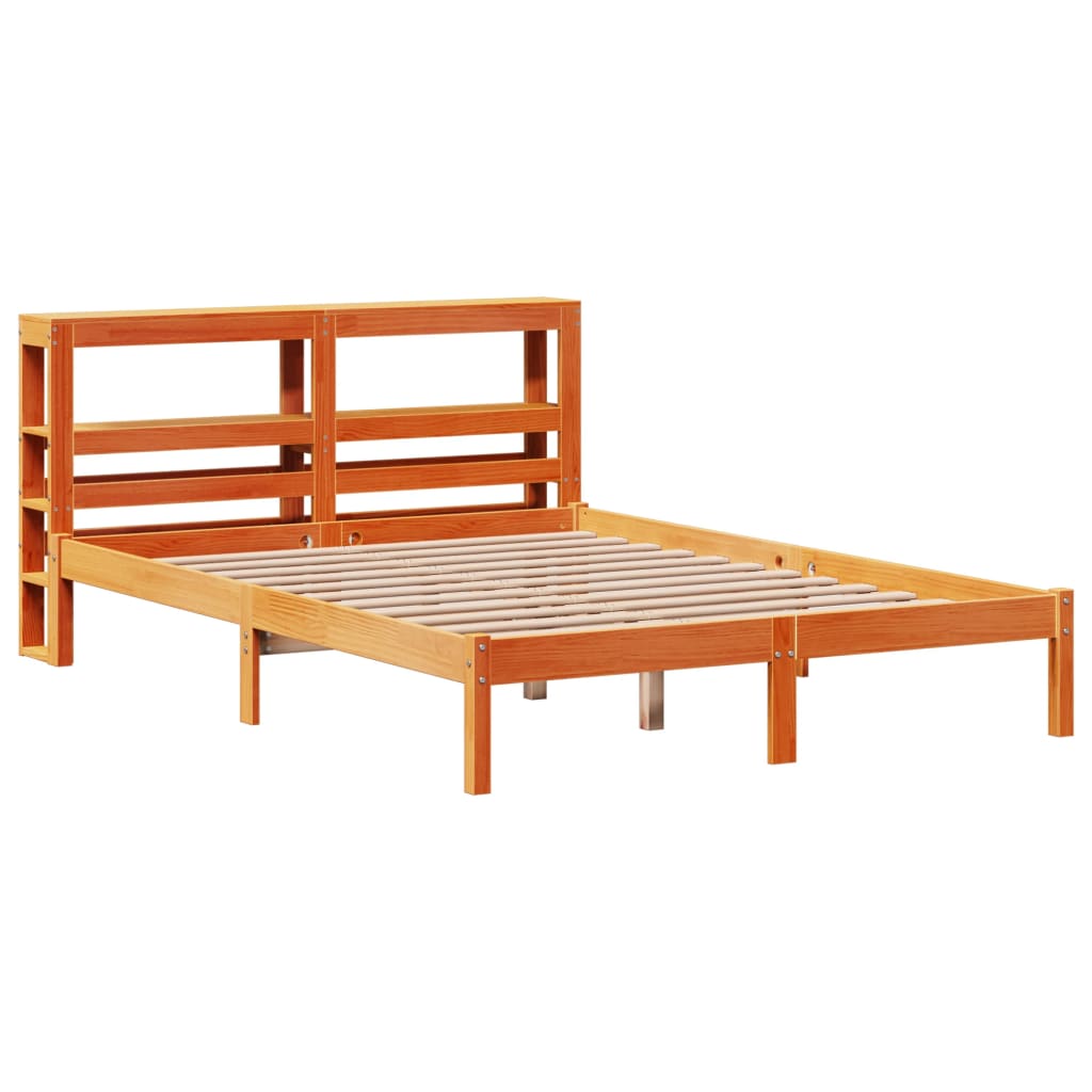 Bed with wooden brown head board wax 120x190 cm