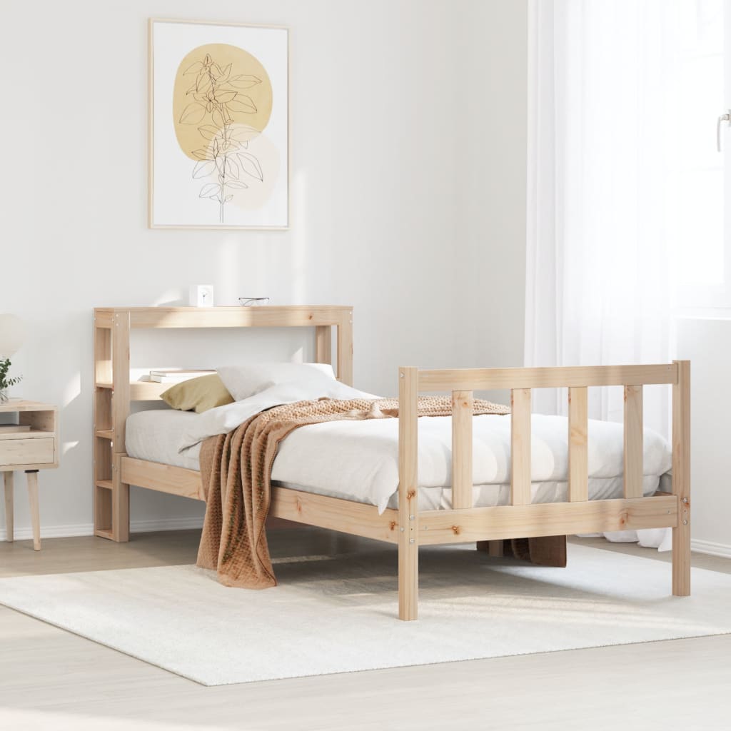 Vetonek Estructura de cama sin colchón madera maciza de pino 90x200 cm