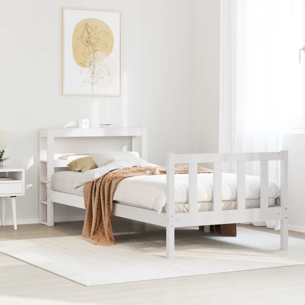 Vetonek Estructura cama sin colchón madera maciza pino blanca 100x200cm