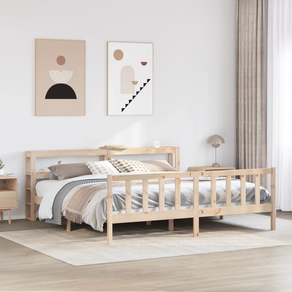 Vetonek Estructura de cama sin colchón madera maciza de pino 200x200 cm