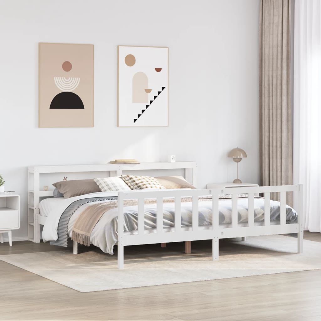 Vetonek Estructura de cama sin colchón madera maciza blanca 200x200 cm