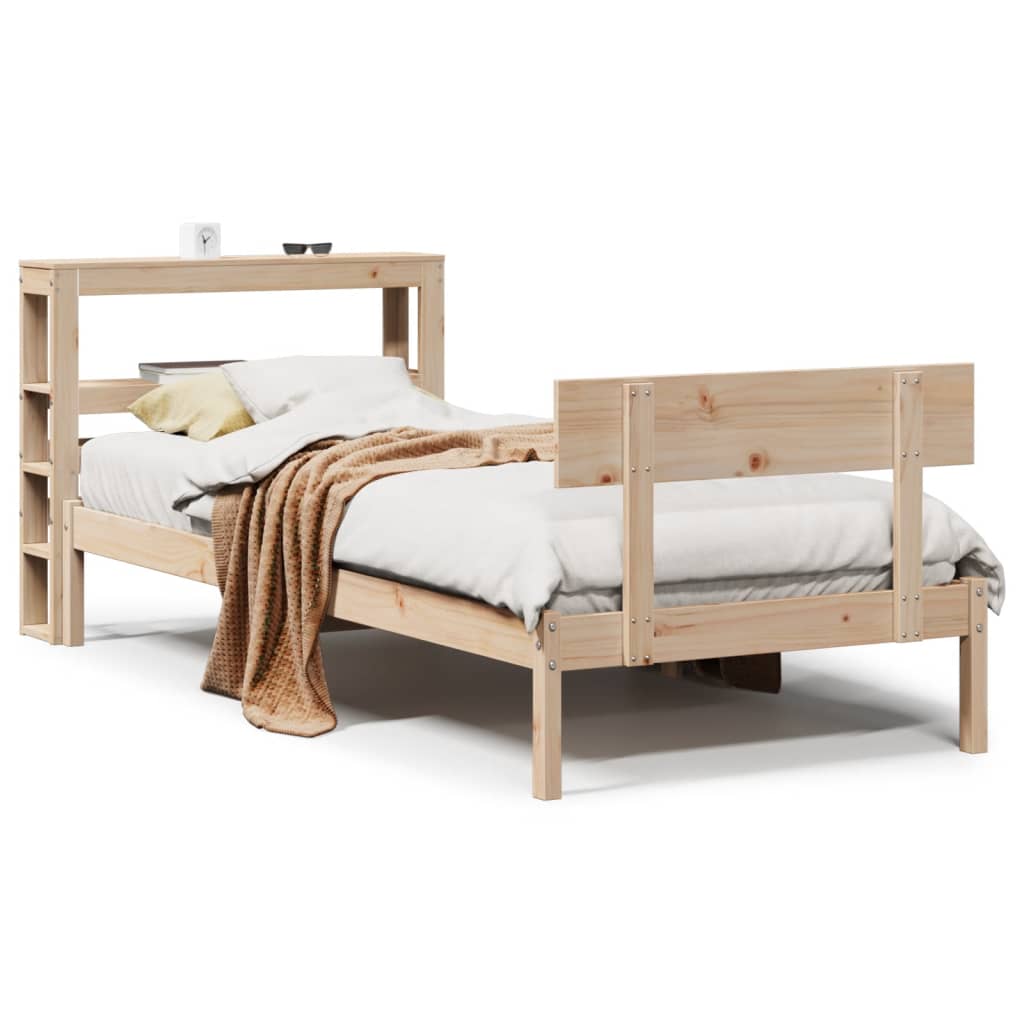 Vetonek Estructura de cama sin colchón madera maciza pino 75x190 cm