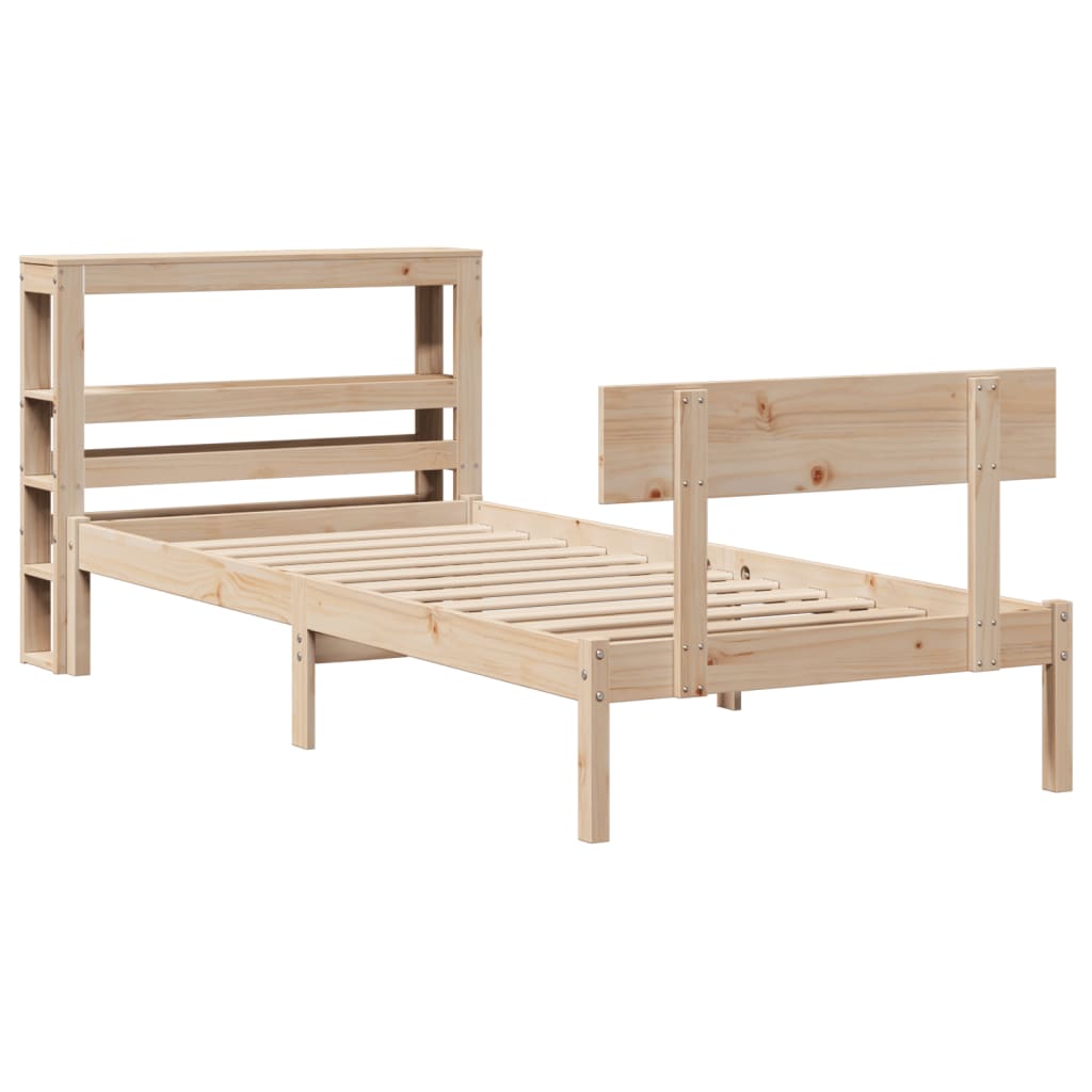 Estructura de cama sin colchón madera maciza pino 75x190 cm v0405 - Vetonek