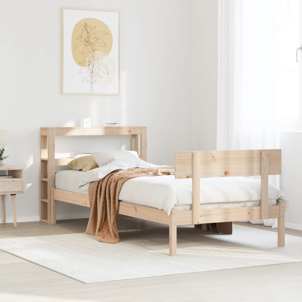 Vetonek Estructura de cama sin colchón madera maciza pino 75x190 cm