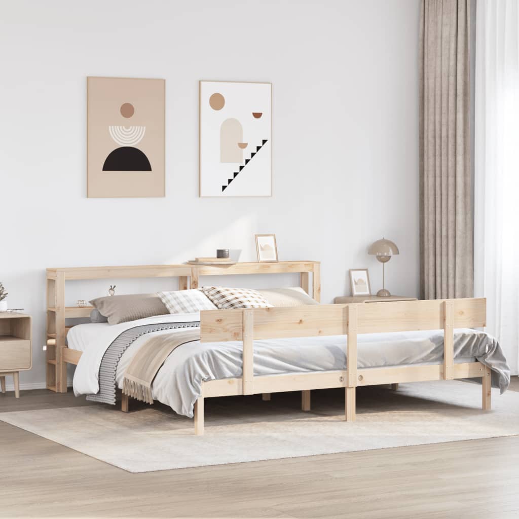 Vetonek Estructura de cama sin colchón madera maciza de pino 180x200 cm