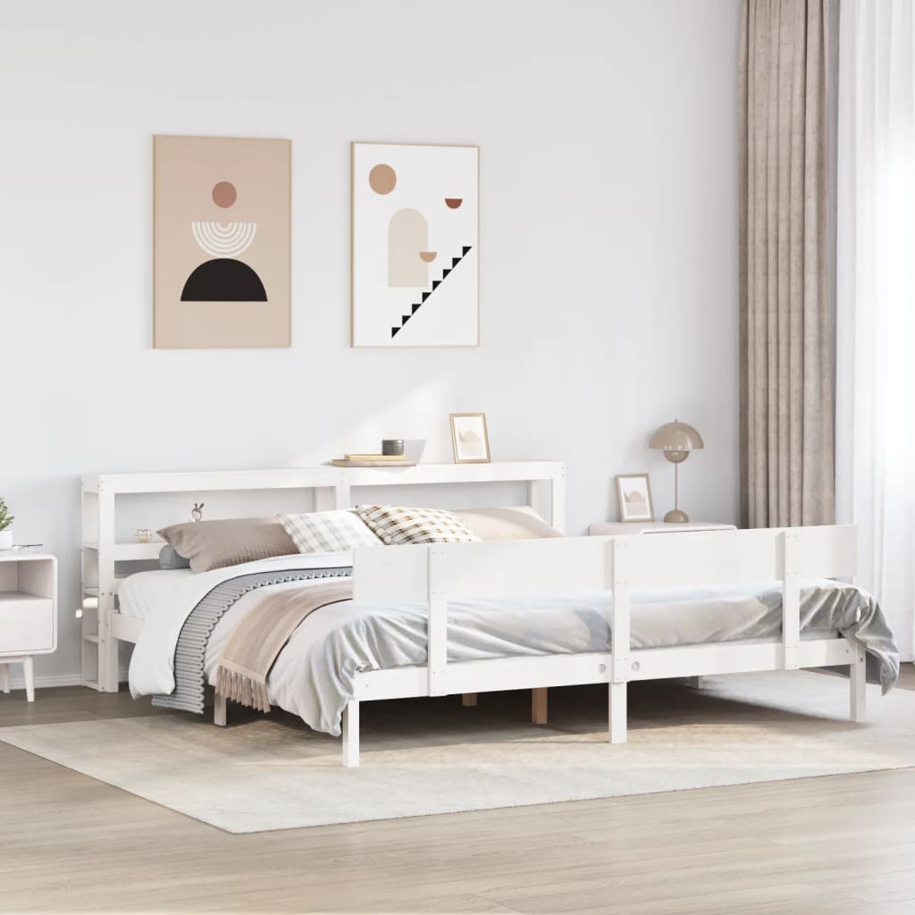 Vetonek Estructura de cama sin colchón madera maciza blanca 200x200 cm