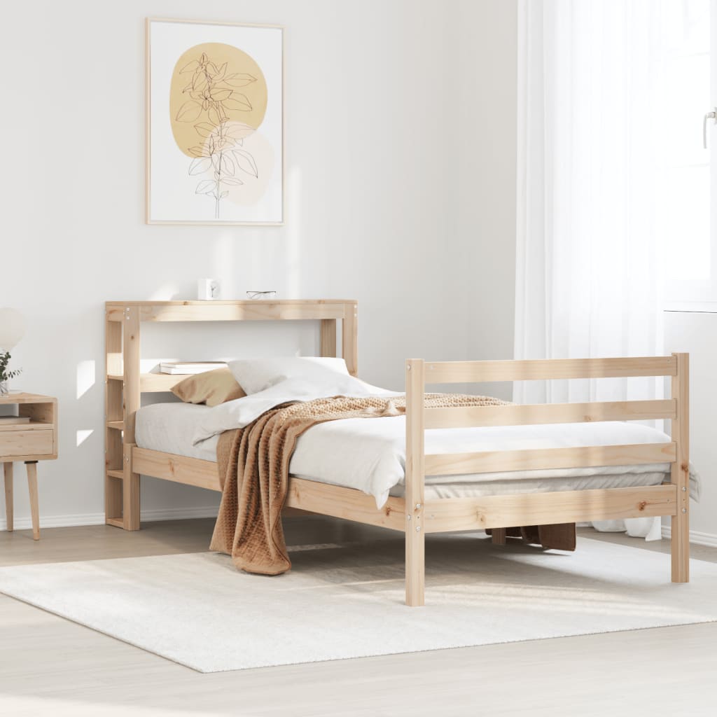 Vetonek Estructura de cama sin colchón madera maciza pino 75x190 cm