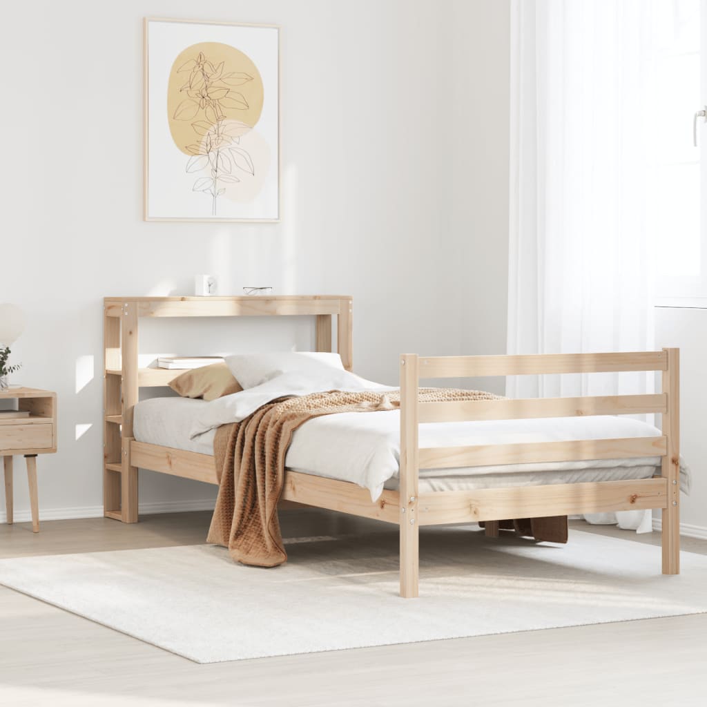 Estructura de cama sin colchón madera maciza pino 75x190 cm v0665 Vetonek